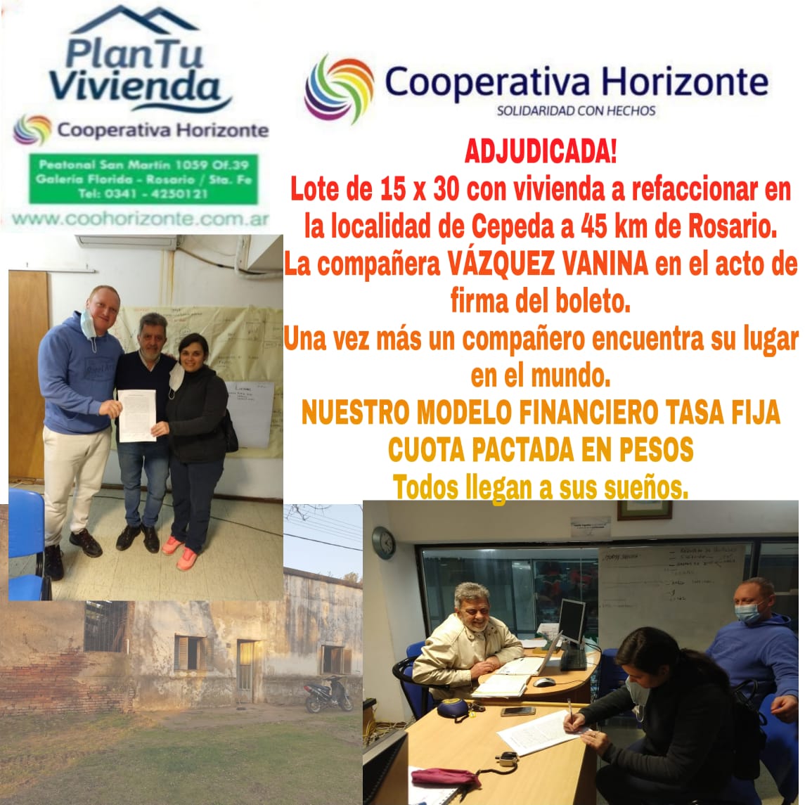 Cooperativa Horizonte, Plan tu vivienda, microcreditos, Creditos, Rosario, Santa Fe